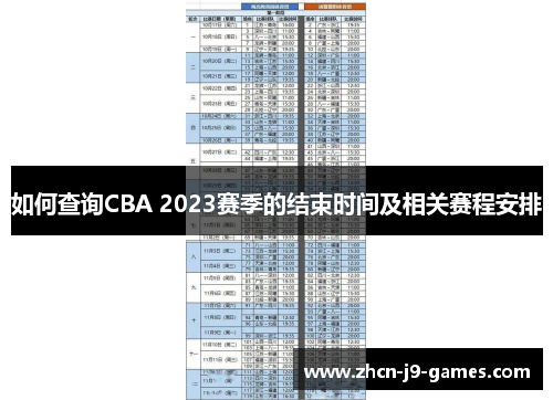 如何查询CBA 2023赛季的结束时间及相关赛程安排